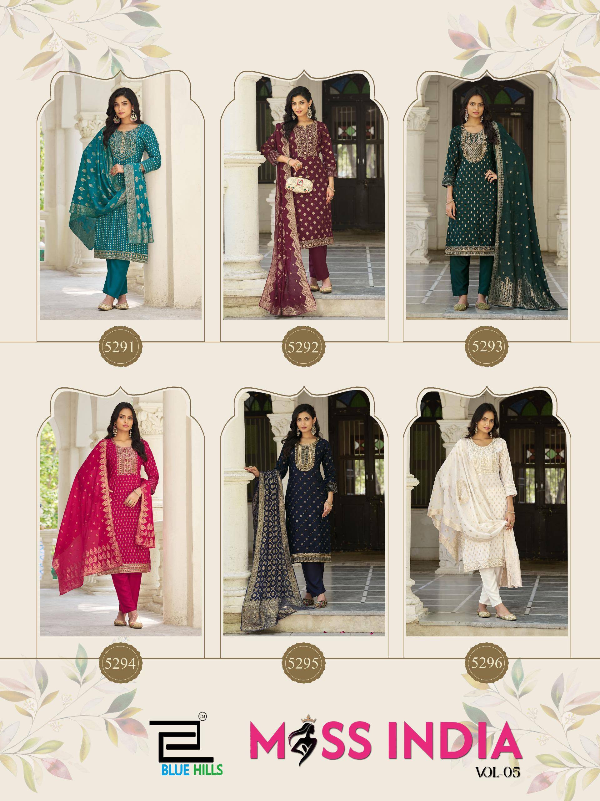 MISS INDIA VOL 5 By BLUE HULLS 5291 TO 5296 Beautiful Festive Suits Stylish Colorful Fancy Casual Wear & Ethnic Wear RAYON  14KG Dresses At Wholesale Price